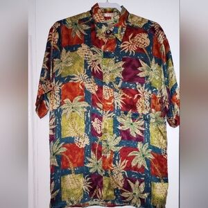 Lord and Taylor Casual Classics 100% Silk Button Up Shirt Mens Size Med…